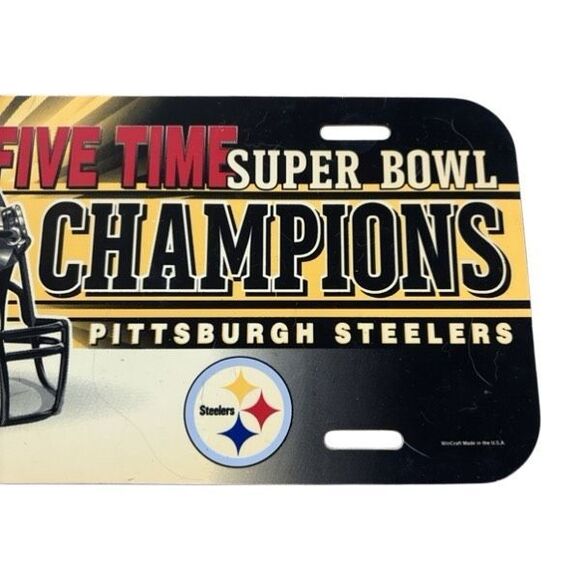 Pittsburgh Steelers Five Time Super Bowl Champions License Plate *Read* - Picture 3 of 6